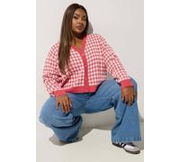 Yours Limited Collection Curve Pink Gingham Knitted Cardigan - Women's - Plus Size Curve