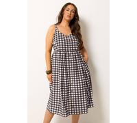 Yours Curve Brown Gingham Linen Dress - Women's - Plus Size Curve
