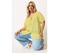 Yours Women's Gingham Puff Sleeve Blouse in Yellow | Size: 18