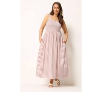 Yours Gingham Shirred Sundress In Light Pink Light Pink