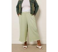 Yours Gingham Textured Midaxi Culottes In Green Green 30-32