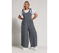 Yours Curve Blue Gingham Textured Wide Leg Jumpsuit - Women's - Plus Size Curve