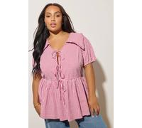 Yours Gingham Tie Front Blouse In Red Red 22-24