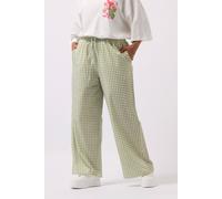 Yours Gingham Wide Leg Trousers In Light Green Light Green 28