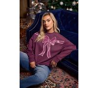Yours Curve Red Glitter Bow Novelty Christmas Sweatshirt - Women's - Plus Size Curve