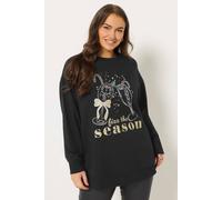 Glitter Graphic Novelty Sweatshirt Yours Black 30-32