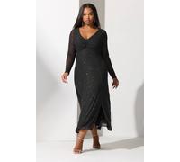 Yours Glitter Ruched Front Maxi Dress In Black Black 22