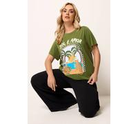 Yours Curve Green 'Sol E Amor' Beaded Graphic T-Shirt - Women's - Plus Size Curve