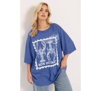 Yours Women's Graphic Slogan T-Shirt in Blue | Size: 18 Yours Blue 18