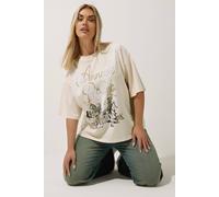 Yours Limited Collection Curve Graphic Western Lace Detail T-Shirt - Women's - Plus Size Curve Cream