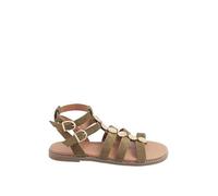 Yours - Green Hammered Disk Gladiator Sandals In Wide E Fit - Women's
