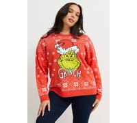 Yours Women's 'Grinch' Knitted Jumper in Red | Size: 14/16