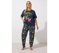 Yours Women's Grinch Pyjama Set in Mid Navy | Size: 18