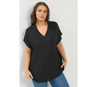 Yours Curve Grown-On Sleeve T-Shirt - Women's - Plus Size Curve Black