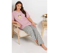 Yours Curve Guinea Pig Wide Leg Pyjama Set - Women's - Plus Size Curve Pink