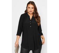 Yours Curve Half Placket Shirt - Women's - Plus Size Curve Black