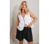 Yours Curve Textured Satin Belted Shorts - Women's - Plus Size Curve Black