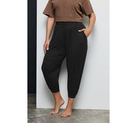 Yours Curve Cropped Jersey Harem Joggers - Women's - Plus Size Curve Black