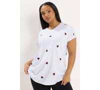 Yours Heart Embroidered T-Shirt In Ivory Ivory 22-24