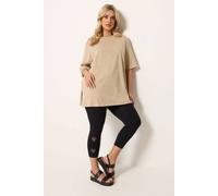 Yours Heart Mesh Detail Cropped Leggings In Black Black