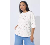 Yours Women's Heart Print Boxy T-Shirt in White | Size: 18 Yours White 18