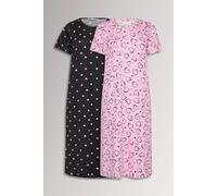 Yours Women's Heart Print Midaxi Nightdresses in Pink | Size: 22/24