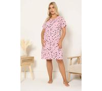 Yours Curve Heart & Star Print Placket Nightdress - Women's - Plus Size Curve Pink