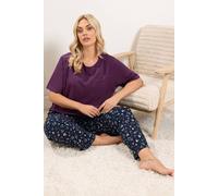 Yours Curve Burgundy Red Heart Wide Leg Pyjamas - Women's - Plus Size Curve