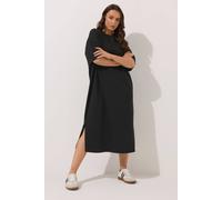 Yours Heavyweight Throw On Dress In Black Black 22-24