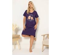 Yours Curve 'Nighttime Snuggles' Hedgehog Nightdress - Women's - Plus Size Curve Purple