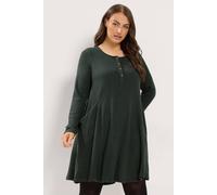 Yours Henley Drape Pocket Dress In Green Green