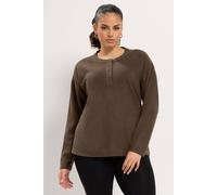 Yours Henley Rib Jumper In Chocolate Chocolate