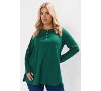 Yours Henley Swing Top In Dark Green Dark Green 22-24