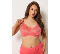 Yours Women's Hi-Shine Non-Padded Non-Wired Full Cup Bra in Coral | Size: 48H Yours Coral 48H