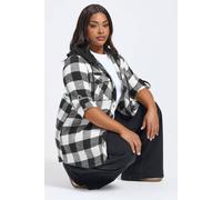 Yours Curve Hooded Check Shirt - Women's - Plus Size Curve Black