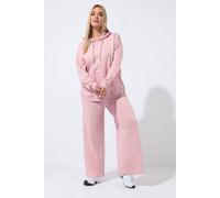 Yours Women's Hoodie & Wide Leg Jogger Set in Pink | Size: 26/28