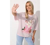 Yours Hot Chocolate Glitter Christmas T-Shirt In Pink Pink 18