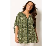 Yours Women's Ikat Print Blouse in Dark Green | Size: 16 Yours Dark Green 16
