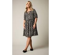 Yours Curve Ikat Print Textured Mini Dress - Women's - Plus Size Curve Black