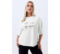 Yours Limited Collection Curve 'I'm Not Listening But Go On' Stitch Detail Oversized T-Shirt - Women's - Plus Size Curve White