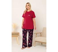 Yours Curve 'In My Bow Era' Wide Leg Pyjama Set - Women's - Plus Size Curve Red