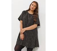 Yours Women's Jacquard T-Shirt Dress in Black | Size: 14 Yours Black 14