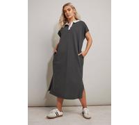 Yours Curve Grey Jersey Collar Grown Sleeve Dress - Women's - Plus Size Curve