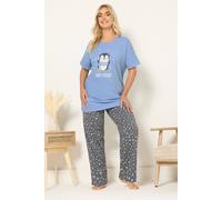 Yours 'just Chillin' Wide Leg Pyjama Set In Baby Blue Baby Blue 26-28