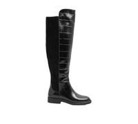 Yours Women's Knee High Faux Leather Croc Boots In Extra Wide EEE Fit in Black | Size: 5EEE