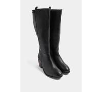 Yours - Leather Buckle Knee High Boots In Wide E Fit - Women's