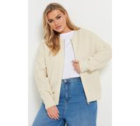 Yours Knitted Bomber Cardigan In Cream Cream 30-32