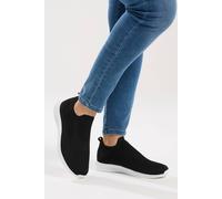 Yours Knitted Slip On Trainers In Wide E Fit In Black Black 7E