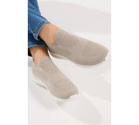 Yours Knitted Slip On Trainers In Wide E Fit In Light Beige Light Beige 9E