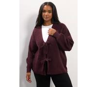 Yours Women's Knitted Tie Front Cardigan in Dark Red | Size: 18-20 Yours Dark Red 18-20